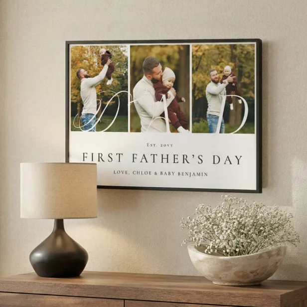 Dad Photo Collage First Father's Day Keepsake Gift Canvas Print