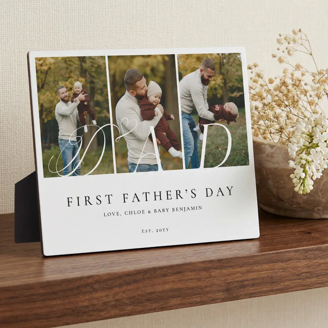 Dad Photo Collage First Father's Day Keepsake Gift Plaque