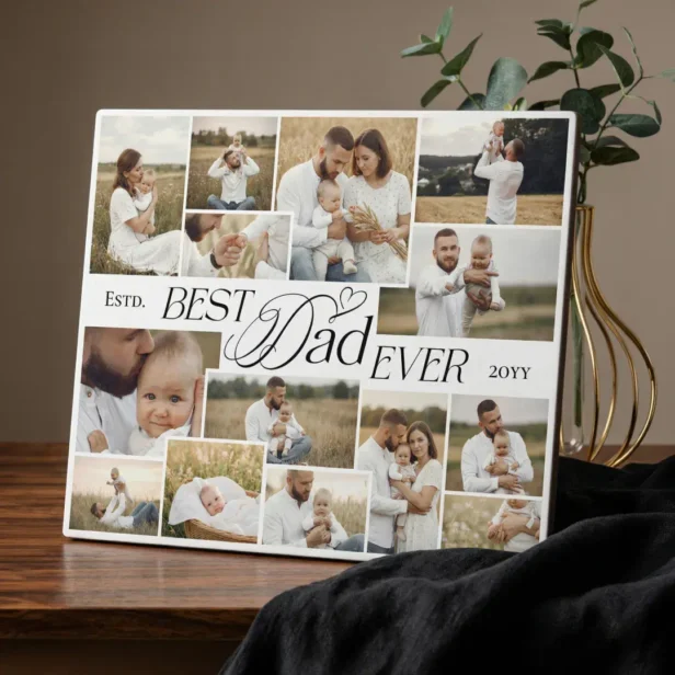 Elegant Fathers Day Best Dad Ever Photo Collage Plaque
