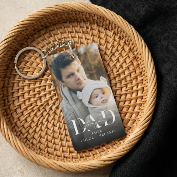Elegant Father's Day Minimal Dad Love You Photo Keychain