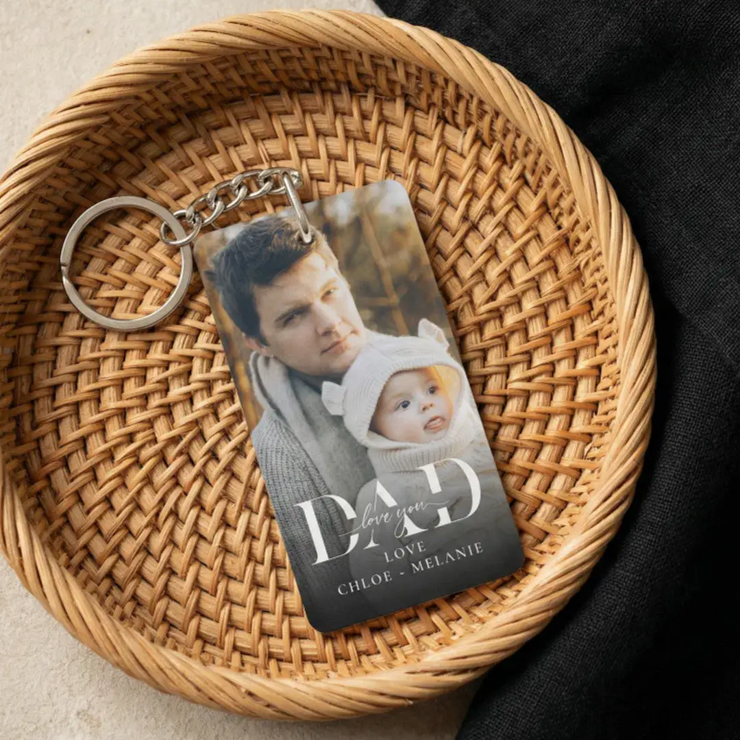 Elegant Father's Day Minimal Dad Love You Photo Keychain