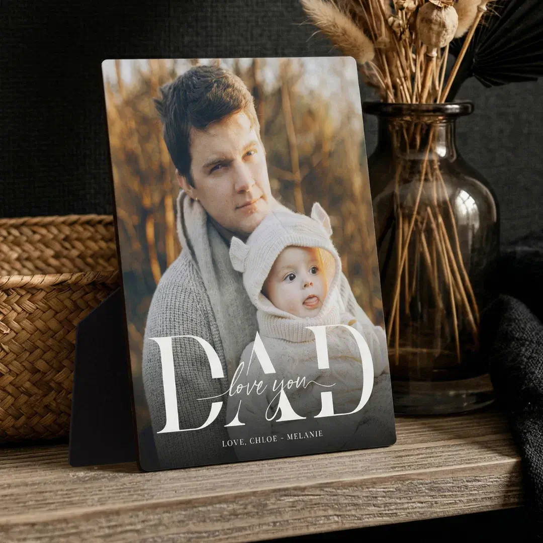 Elegant Father's Day Minimal Dad Love You Photo Plaque