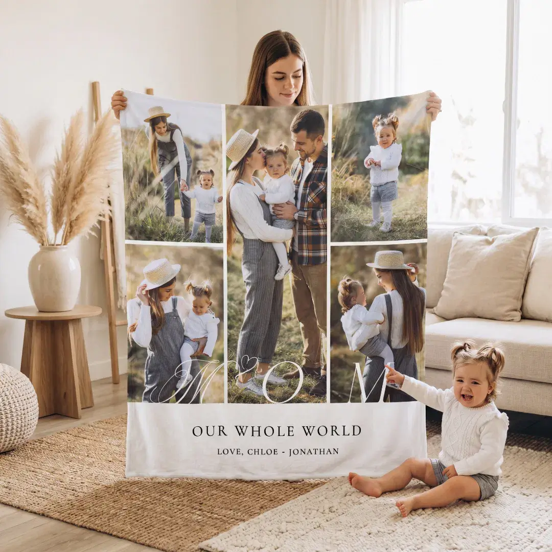 Elegant Mom Photo Collage Mothers Day keepsake Fleece Blanket