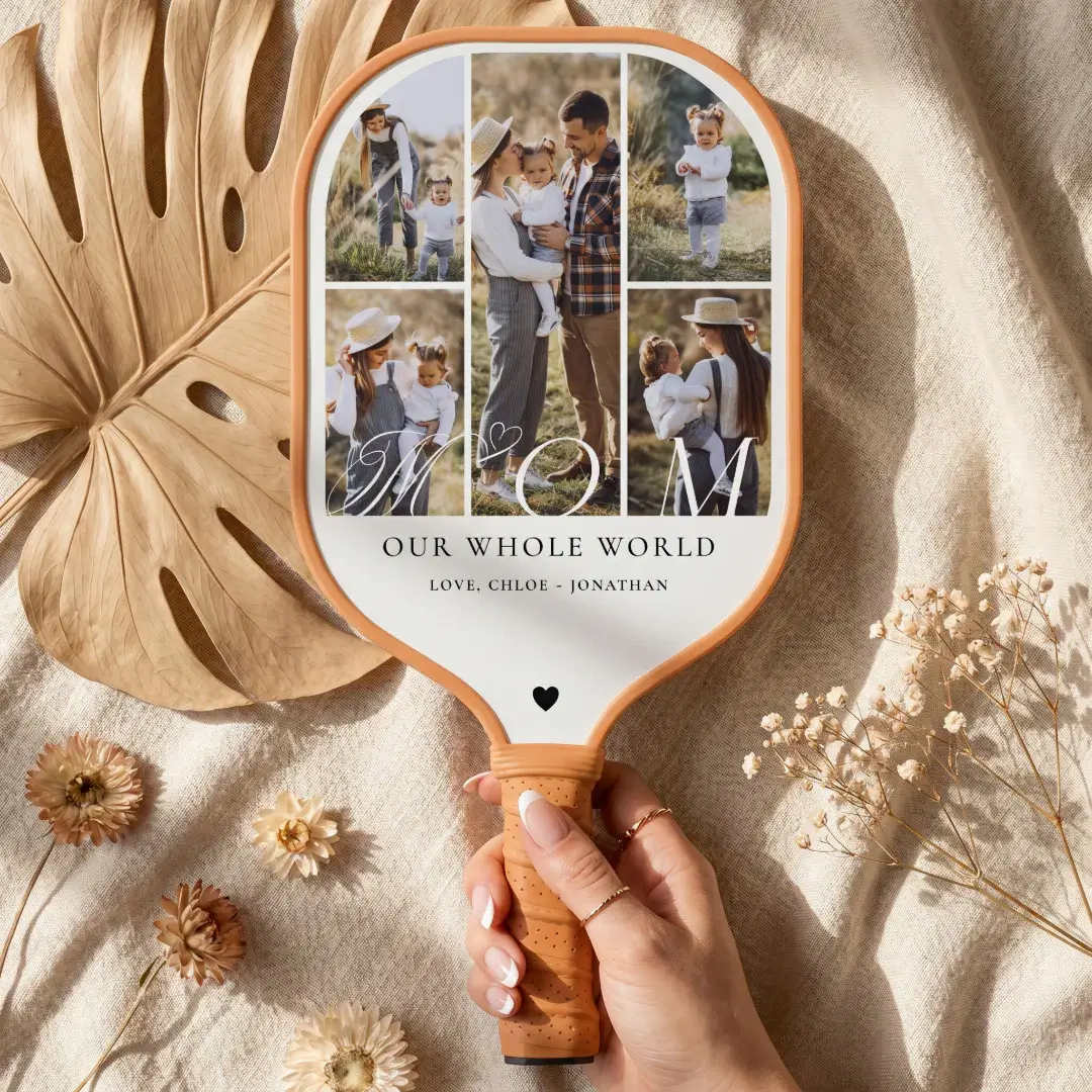 Elegant Mom Photo Collage Mothers Day keepsake Pickleball Paddle