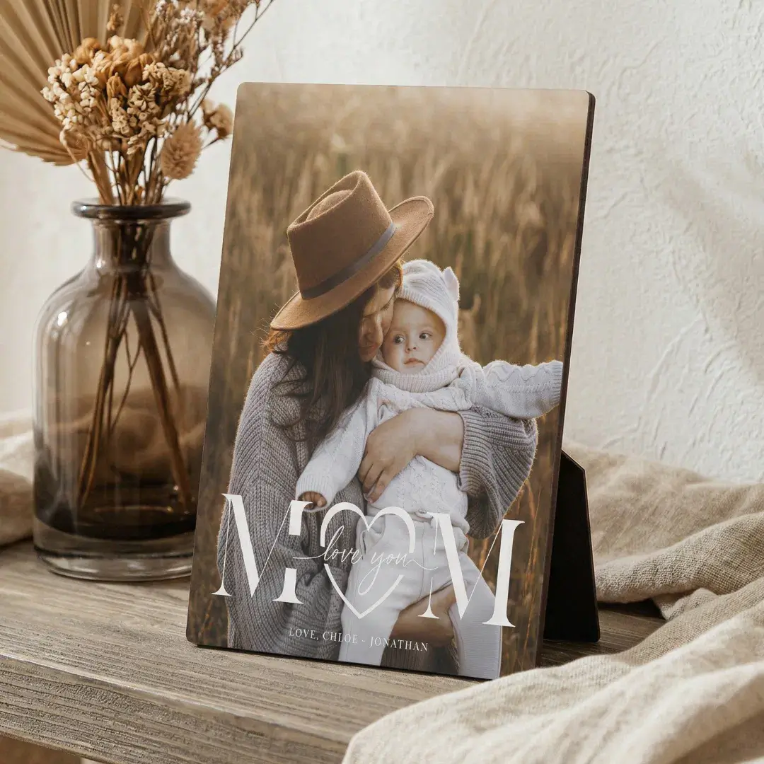 Elegant Mothers Day Minimal Mom Love You Photo Plaque