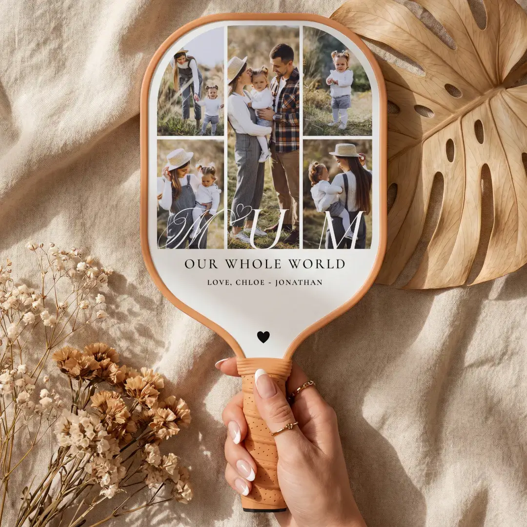 Elegant Mum Photo Collage Mothers Day keepsake Pickleball Paddle