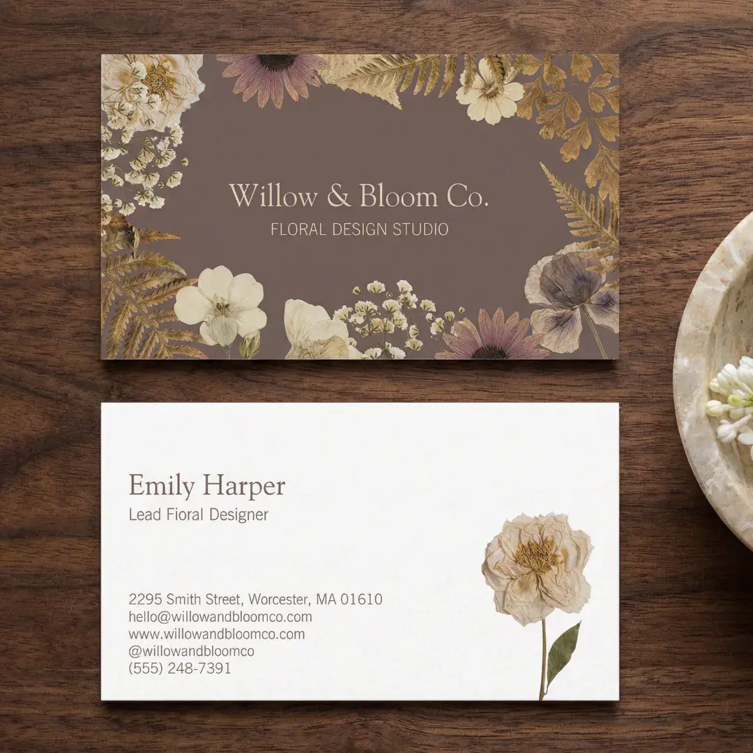 Elegant Rustic Boho Botanical Wildflower Floral Business Card