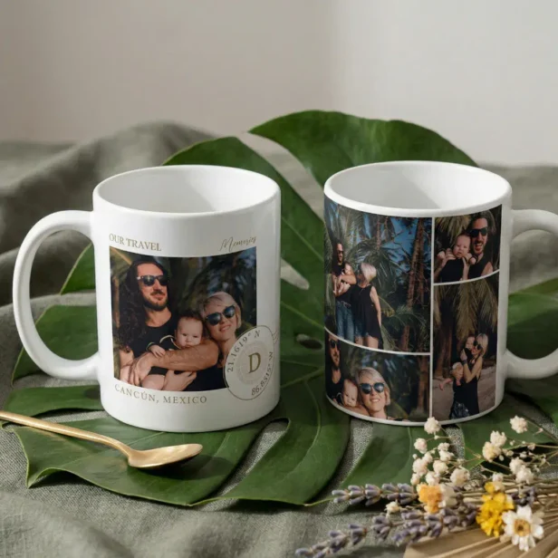 Family Vacation Travel Memories Photo Collage Coffee Mug