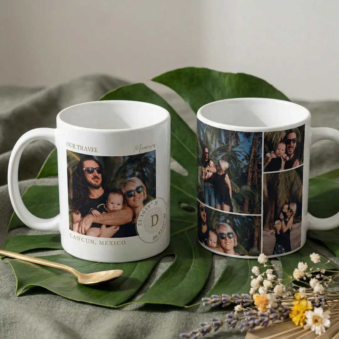 Family Vacation Travel Memories Photo Collage Coffee Mug
