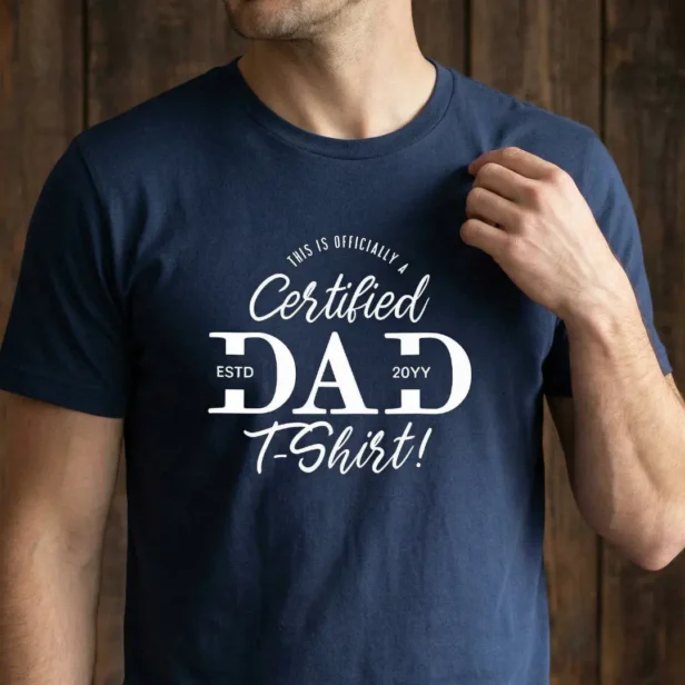 Fun First Father’s Day Certified Dad New Dad Est. Navy Tri-Blend Shirt