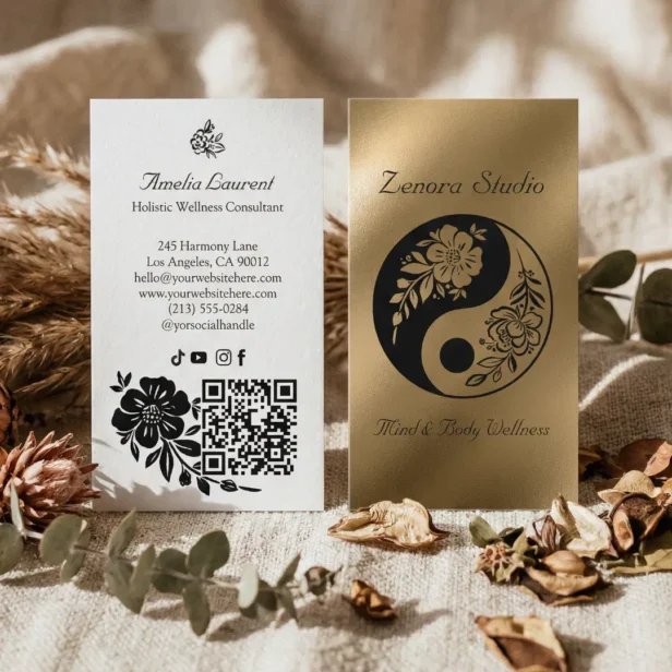 Luxury Gold Holistic Yin Yang Spiritual Wellness Business Card