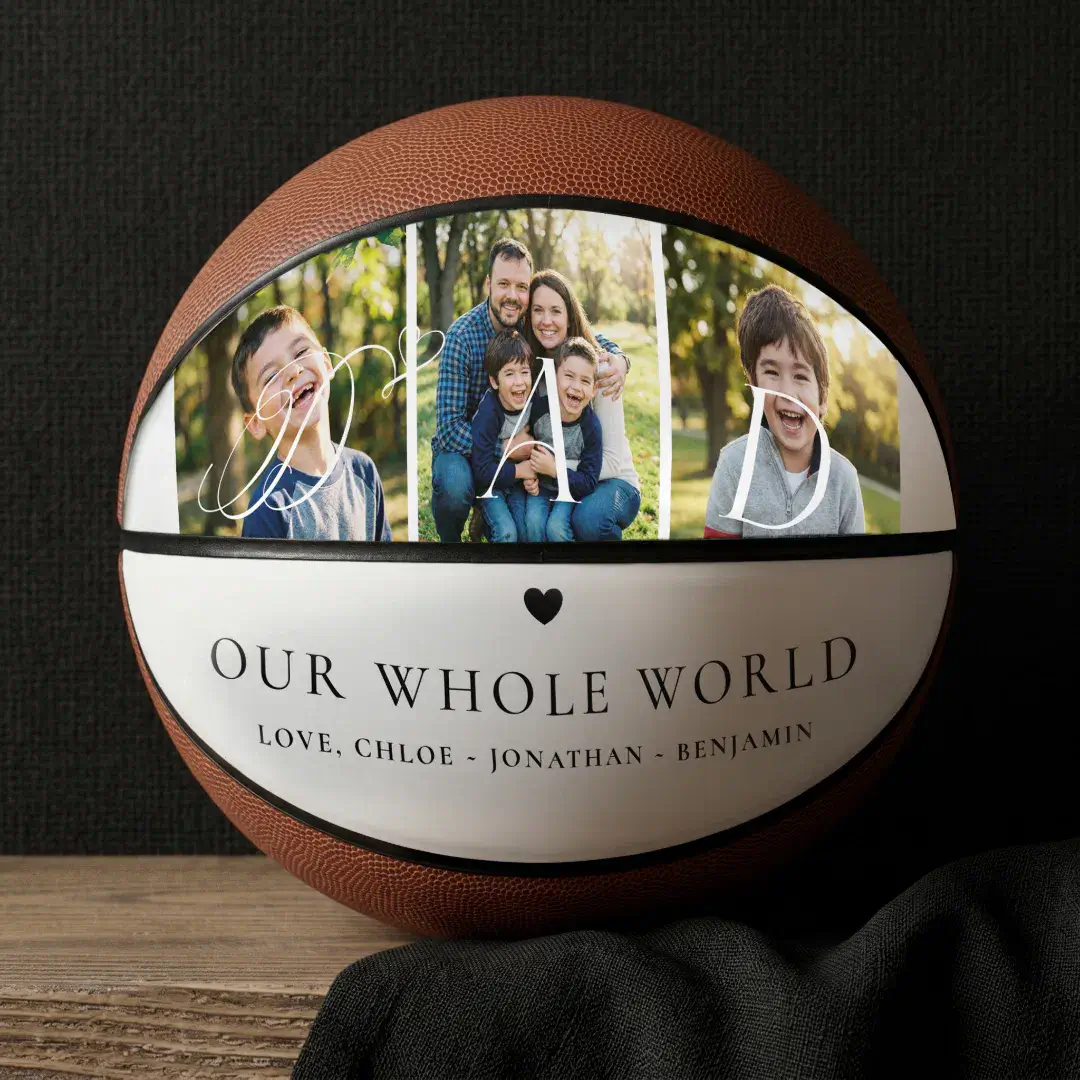 Modern Dad Photo Collage Fathers Day keepsake Gift Basketball