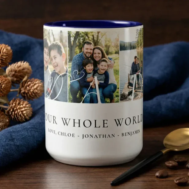 Modern Dad Photo Collage Fathers Day keepsake Gift Two-Tone Coffee Mug