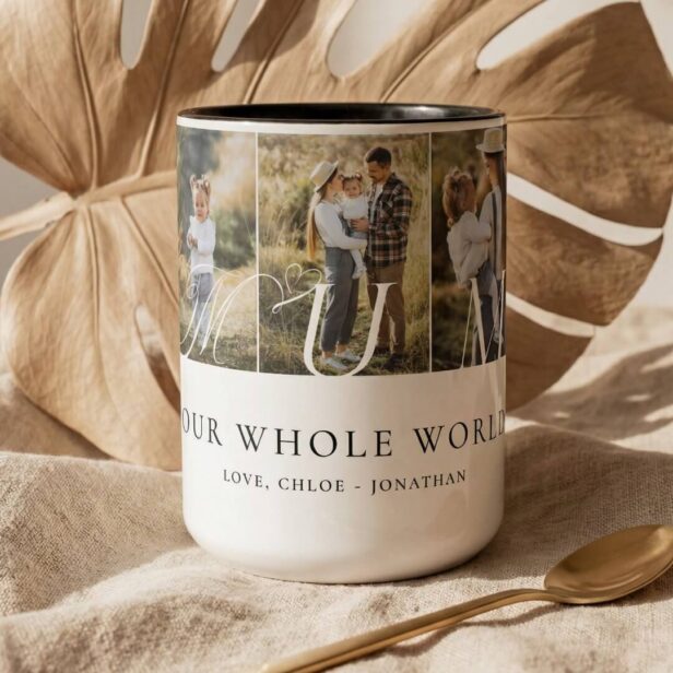 Modern Mum Photo Collage Mothers Day keepsake Gift Two-Tone Coffee Mug