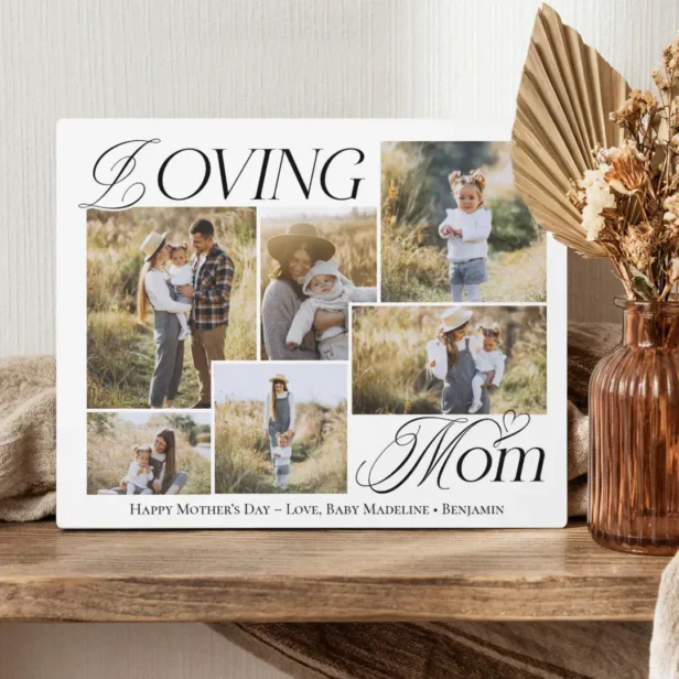 Mothers Day Gift Loving Mom Elegant Photo Collage Plaque