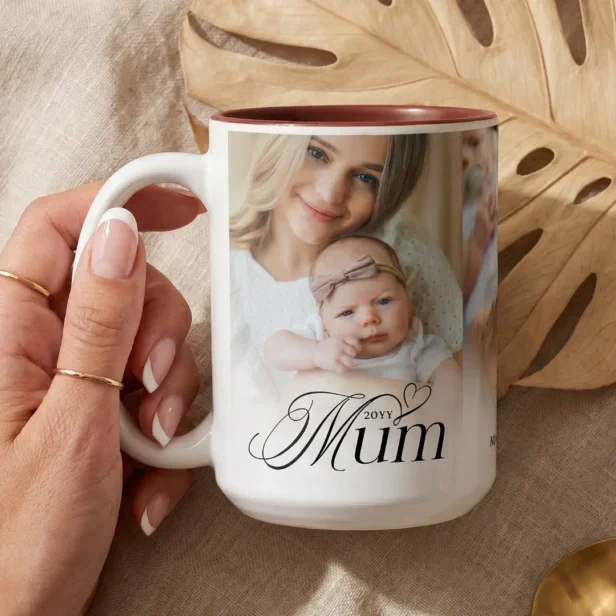 Mum Photo Collage First Mother's Day Keepsake Gift Two-Tone Coffee Mug