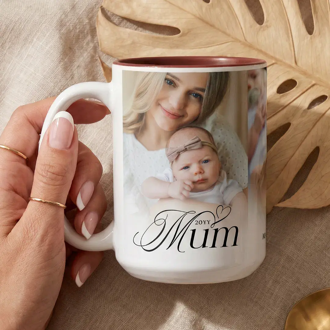 Mum Photo Collage First Mother's Day Keepsake Gift Two-Tone Coffee Mug