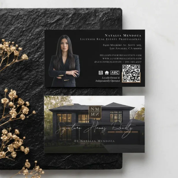 Professional Luxury Black Real Estate Agent Photo Business Card