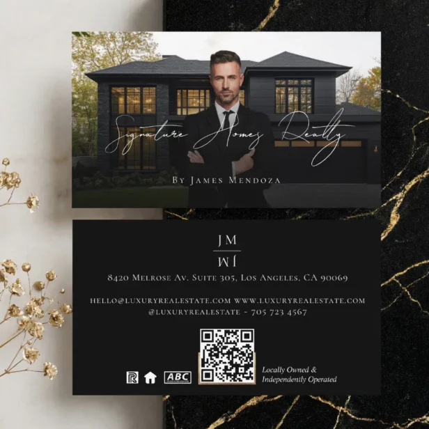 Professional Luxury Black Real Estate Agent Photo Business Card