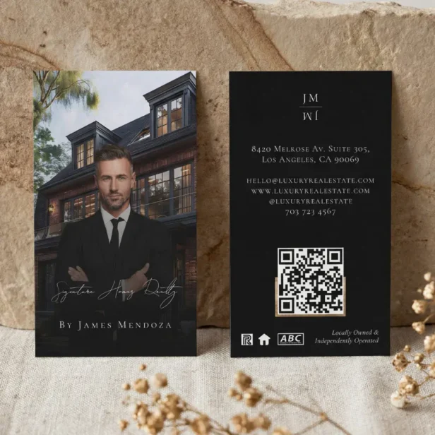 Professional Luxury Black Real Estate Agent Photo Business Card