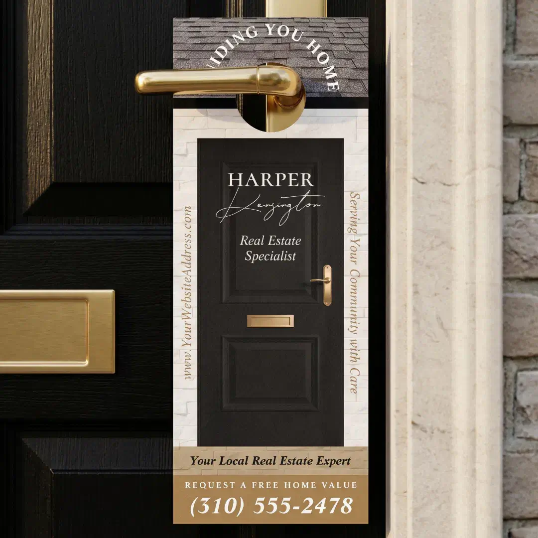 Professional Real Estate Agent Marketing Black Door Hanger