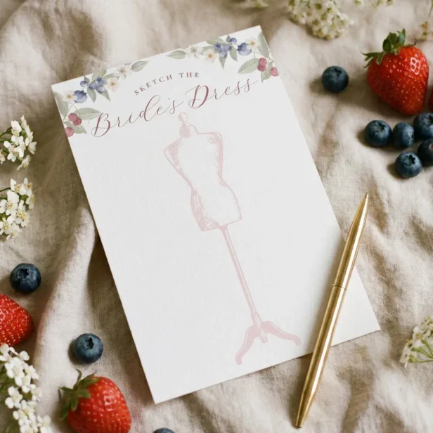 Sketch Brides Dress Berry Sweet Bridal Shower Game