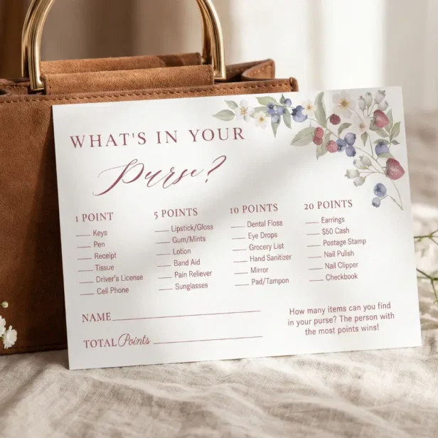 What's in Your Purse? Berry Sweet Bridal Game