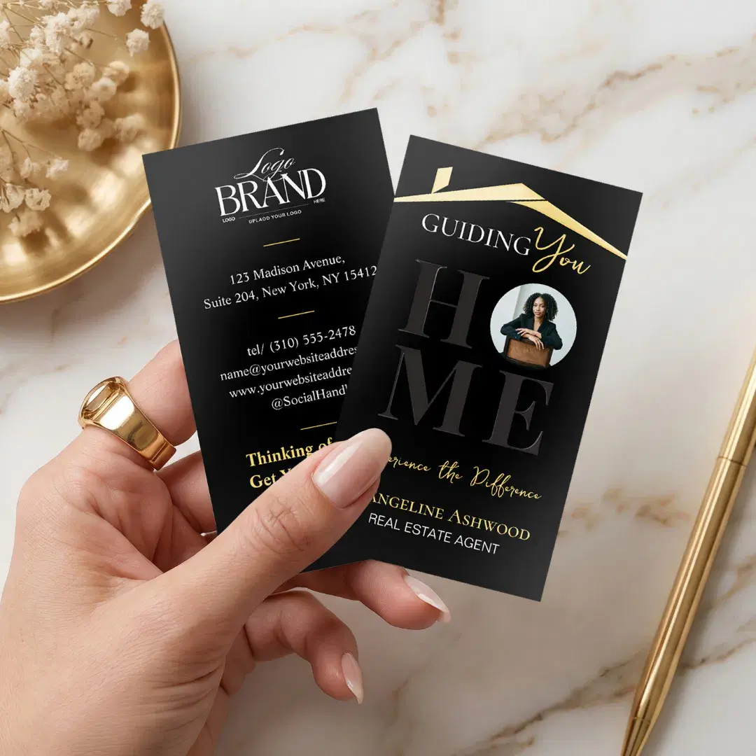 Black Gold Professional Home Real Estate Agent Foil Spot Gloss Business Cards