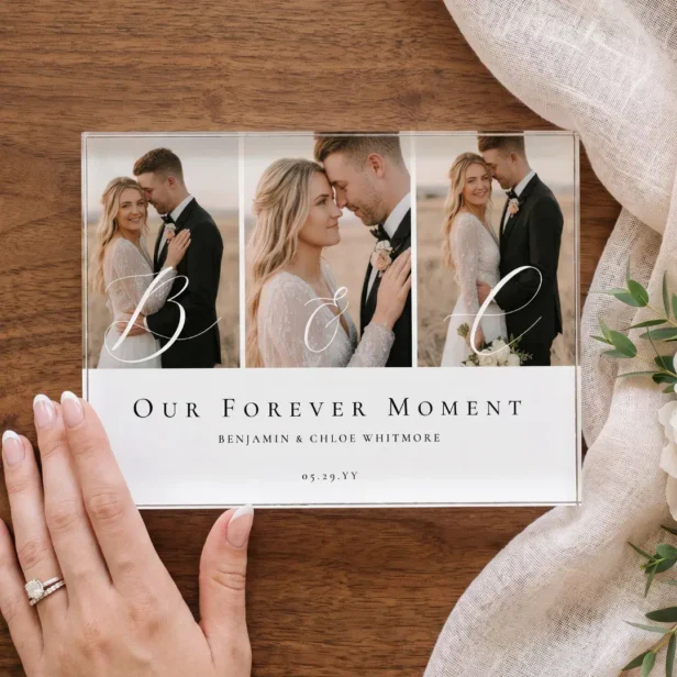 Couple Wedding Photo Collate Keepsake Monogram Acrylic Award