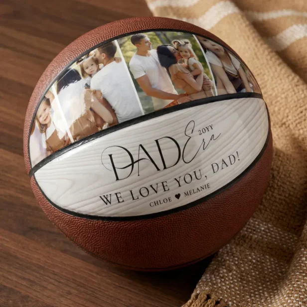 Dad Era Family Photo Collage Fathers Day Woodgrain Basketball