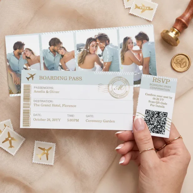 Destination Boarding Pass Ticket Photo Wedding