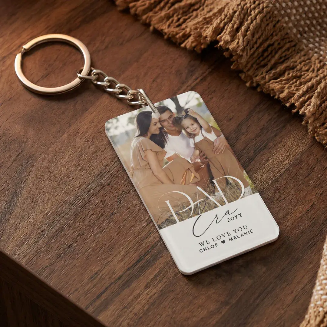 Elegant Dad Era Family Photo Collage Fathers Day Keychain