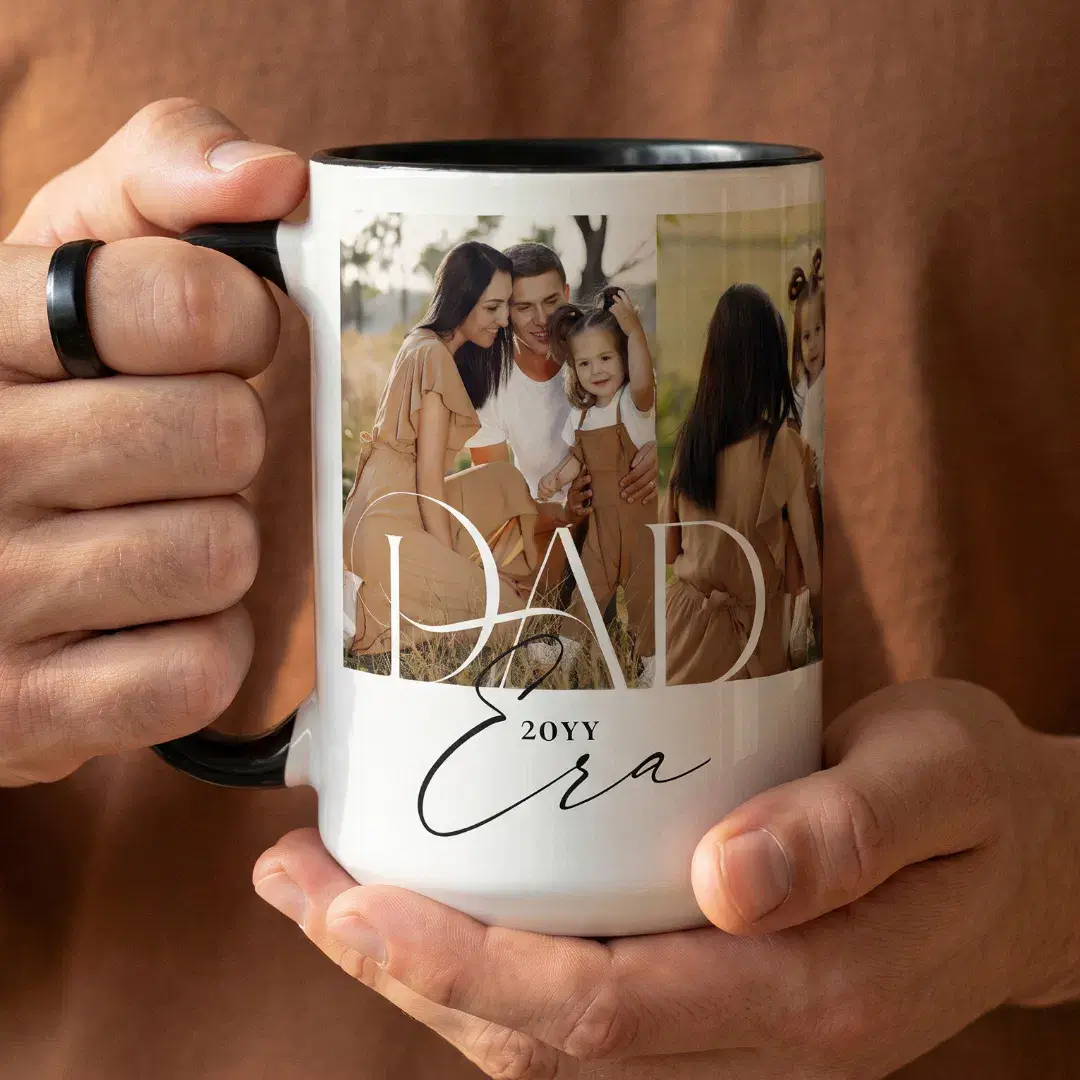 Elegant Dad Era Family Photo Collage Fathers Day Two-Tone Coffee Mug