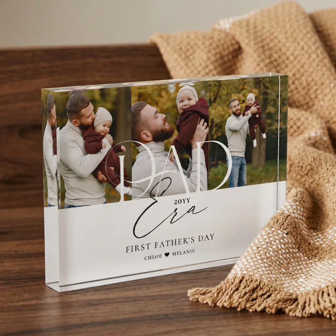 Elegant Dad Era Photo Collage First Fathers Day Block