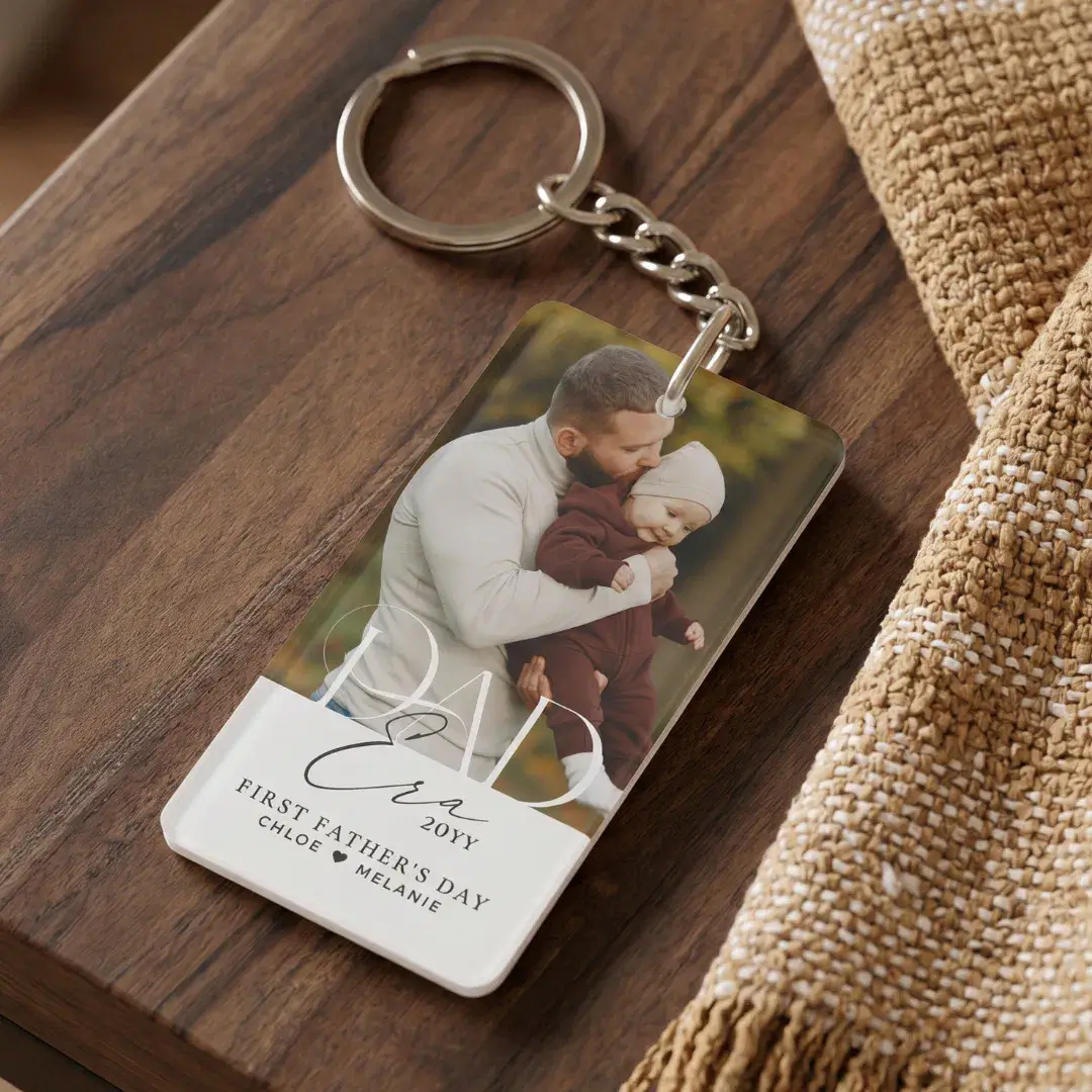 Elegant Dad Era Photo Collage First Fathers Day Keychain