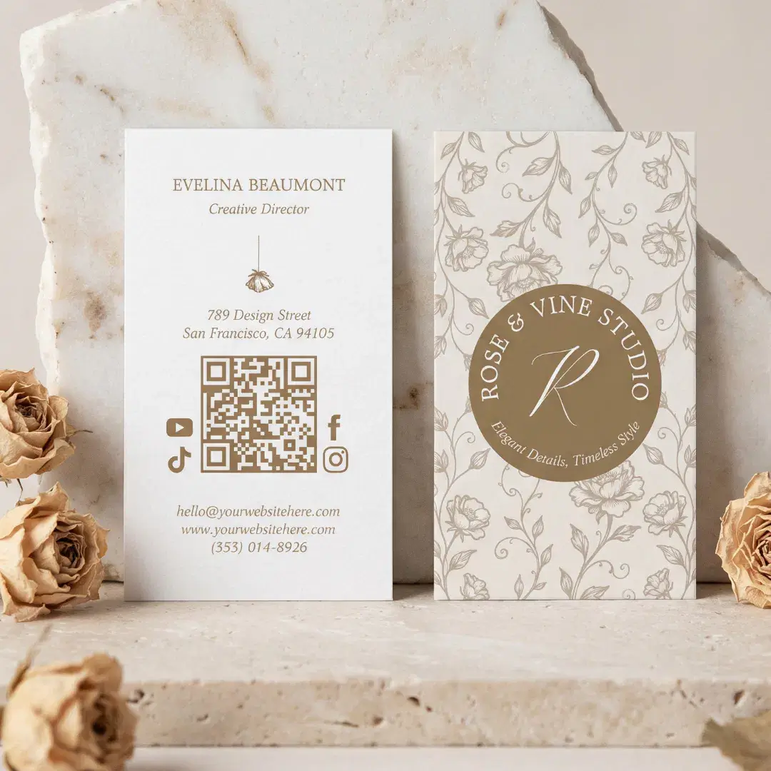 Elegant Sketch Style Wildflower Floral Monogram Business Card