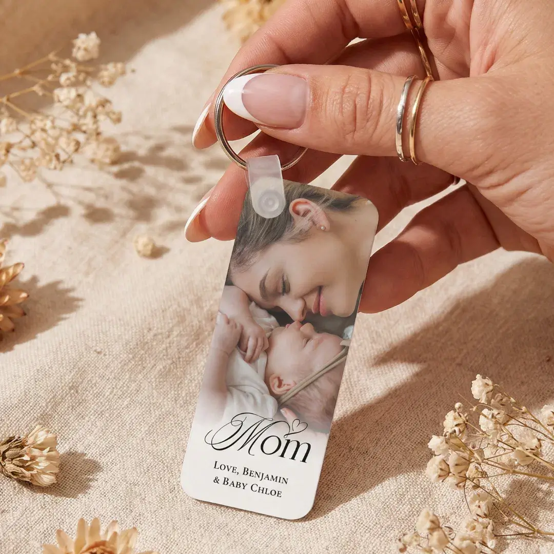 First Mother's Day Gift Elegant Mom Photo Keepsake Keychain