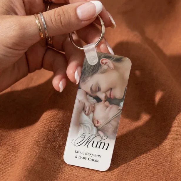 First Mother's Day Gift Elegant Mum Photo Keepsake Keychain