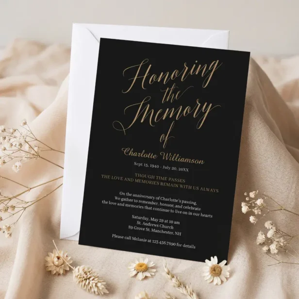 Honoring the Memory of Memorial Death Anniversary Invitation