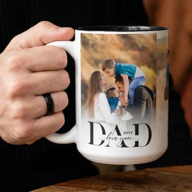 Love You Dad Photo Collage Father's Day Keepsake Two-Tone Coffee Mug