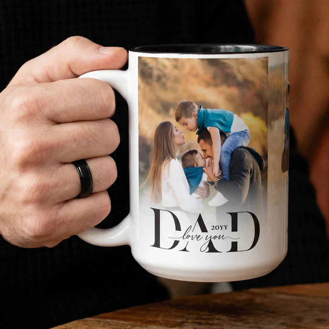Love You Dad Photo Collage Father's Day Keepsake Two-Tone Coffee Mug