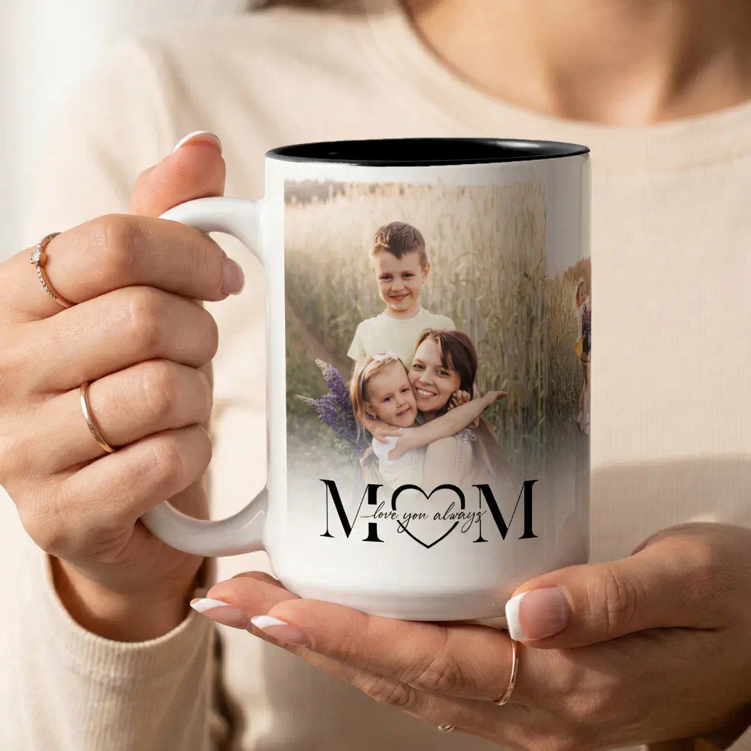 Love You Mom Photo Collage Happy Birthday Keepsake Two-Tone Coffee Mug