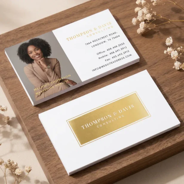 Luxury Minimal Modern Simple Professional Photo Foil Business Cards