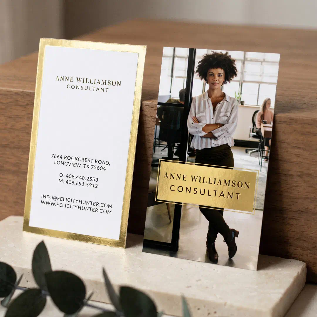 Luxury Minimal Modern Simple Professional Photo Foil Business Cards