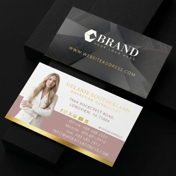 Luxury Modern Professional Marketing Photo Logo Foil Business Cards