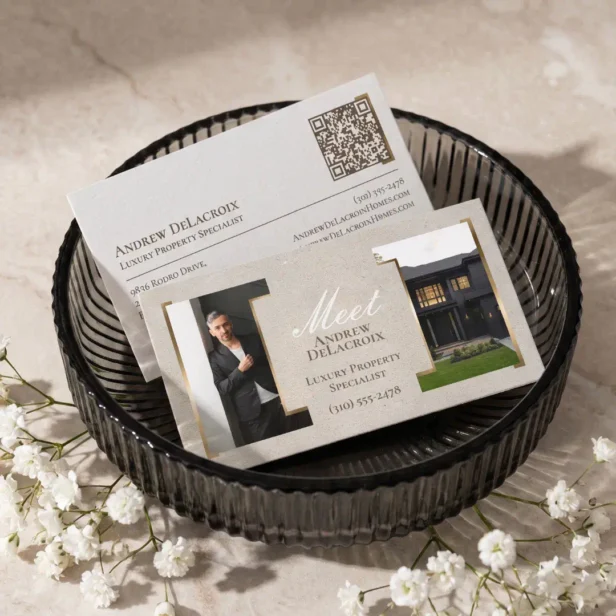 Luxury Modern Professional Real Estate Agent Photo Business Card