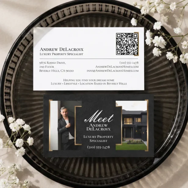 Luxury Modern Professional Real Estate Agent Photo Business Card