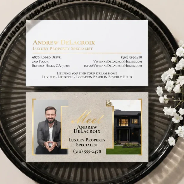 Luxury Modern Professional Real Estate Agent Photo Foil Business Cards