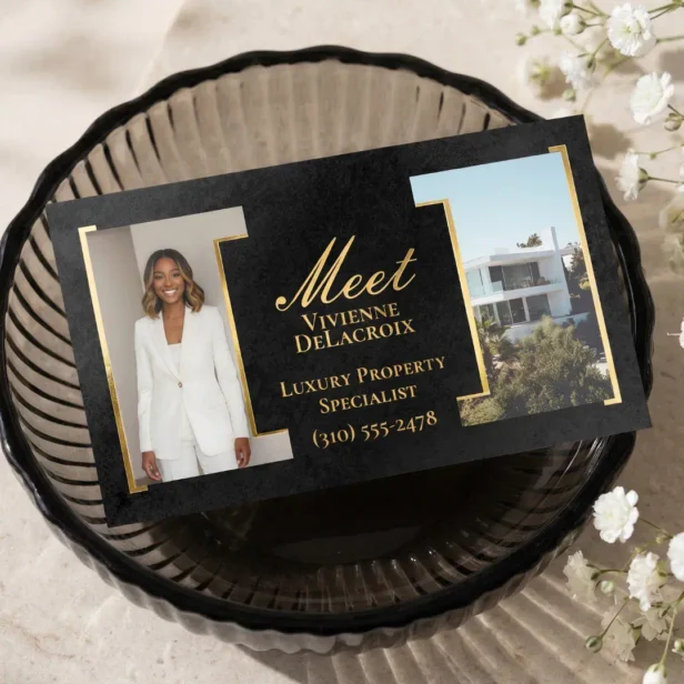 Luxury Modern Professional Real Estate Agent Photo Foil Business Cards