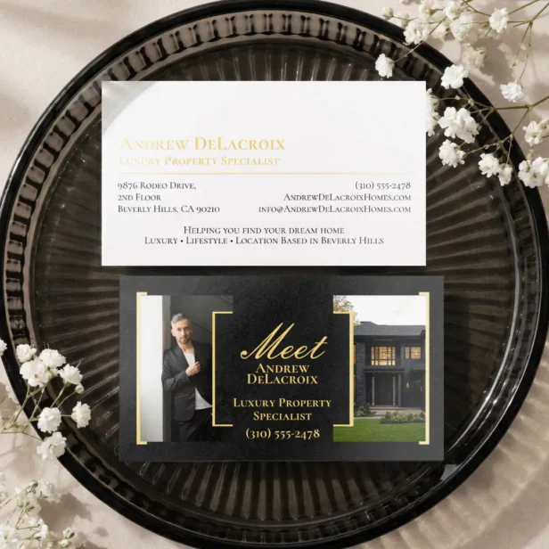 Luxury Modern Professional Real Estate Agent Photo Foil Business Cards